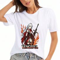 Vengeful Warrior Anime Girl unisex's Cotton T Shirt,Premium Cotton Quality Print,Durable,Casual And Fashionable,Unique Anime Graphic Tee,Perfect For A S įvairiaspalvis