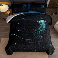 Neoninės medūzos patalynės užvalkalų komplektas Karališkojo, Karalienės, Dvigulio, Pilno, Dvigubo, Viengulio dydžio patalynės komplektas 135x200cm