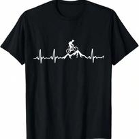 Biker Heartbeat MTB Trail Cycling Downhill Mountain Biking T-Shirt S įvairiaspalvis