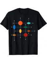 Atomic Age Mid Century Modern Pattern T-Shirt, Small, Black S įvairiaspalvis