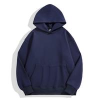 Fleece-Lined Drop-Shoulder Pullover Hooded Pocket Couple Hoodie Thickened Oversized Trendy Youthful Hooded Sweatshirt XS