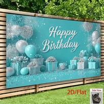 2D Teal and Silver Balloon Backdrop for Kids and Adult Birthdays Photography Background 47.2x31.5inch/120*80cm