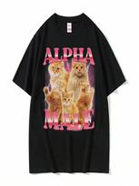 Alpha Male Cat Kitten Funny Meme T ShirtS Wounisex's Clothing Fashion Cute T-Shirt Female Casual Short Sleeve T Shirt Tops S įvairiaspalvis
