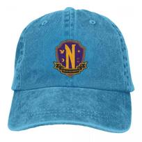 Tim Burton's Wednesday Nevermore Academy Baseball Cap for Unisex Women Distressed Denim Sun Cap Outdoor All Seasons One Size
