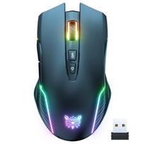 CW905 RGB 2.4G belaidė žaidimų pelė, įkraunama kompiuterio pelė su 5 reguliuojamais DPI iki 3600, ergonomiška nešiojamojo kompiuterio pelė su 7 mygtukais 12.7*7.1*4cm juoda