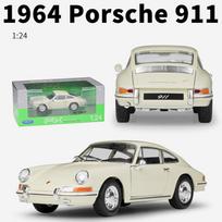 1/24 skalės Welly 1965 m. Porsche 911 lydinio automobilio modelis, metalinės žaislinės transporto priemonės Automobilių modeliai Aukštos modeliavimo kolekcijos Vaikų dovanos 1/24-17.5x6.6x5.4cm beveik baltos spalvos
