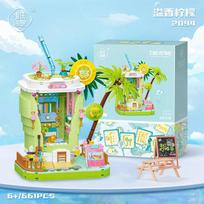 ToylinX DIY Coconut Tree House Coffee Shop & Beverage Hut Mini Building Blocks Toys Set  Model Bricks Toys Set Gifts for Kids