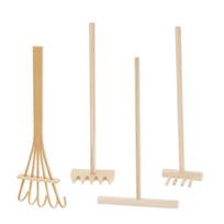 4pcs Miniature Garden Rakes Wood Tool Set for Desktop and Home Small Meditations Rakes Practical Tabletop Decoration 1