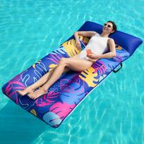 JOYIN Fabric Covered Pool Inflatable Floats Raft  Mat Lounger Floaties for Adults Summer Water Party Headrest