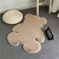 Faux Rabbit Fur Irregular Shaped Rug for Living Room, Bedroom, Sofa, or Dining Room 45x60 cm chaki