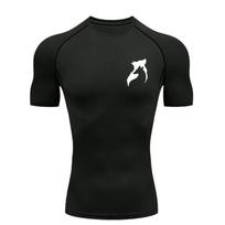 Black and White Wolf Head Men Sports T-shirt Gym Jogging Running Workout T-Shirt Compression Tee Quick Dry Short T-Shirt for Men S