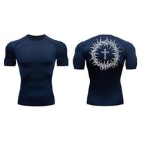 Graphic Compression Shirt for Men Christian Gym Workout Running T-Shirt Tees Tops Athletic Sporty Quick Dry Undershirt Baselayer S