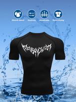 Men's Compression Shirt Quick Dry Gray Gym T-Shirt Black Death Metal Print Workout Sportswear S juoda