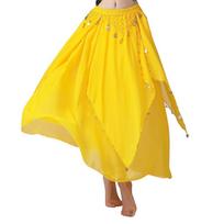 Tassels Sun Skirt Shining Spanish Skirt Belly Dance Skirt Dancing Skirt Show Costumes geltona