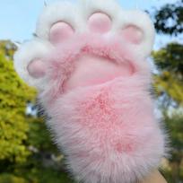 New Cosplay Cat Paw Gloves Squeaking Thicken Cat Claw Mittens Cartoon Animal Furry Gloves Props 6 rožinė