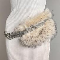 Spicy Girl Style Leather Fur Belt Rhinestone Plush Waist Belt Fashion Furry Waistband  Daily Style1