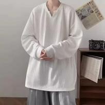 Spring Autumn Men's Streetwear T-shirt Hip Hop Baggy Tops Casual Solid Color Male Loose Long Sleeve Tees XXXL balta