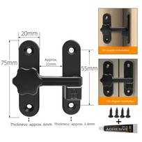 Zinc Alloy Luminous Door Lock No Punching Privacy Protection Door Buckle 90/180 Degree Burglar Proof Positioning Latch Hardware (Black,2.75 inch) juoda