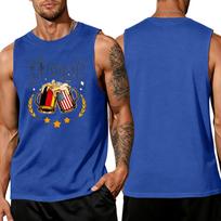 Men Sleeveless Tank Top Summer Casual Loose Fit Muscle Shirt Printed Graphic Beachwear Lightweight Breathable Sleeveless Vest for Outdoor Activities XL mėlyna