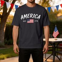 Men's Casual Independence Day Graphic T-Shirt Short Sleeve Crew Neck Lightweight Breathable Fabric Comfortable Fit M