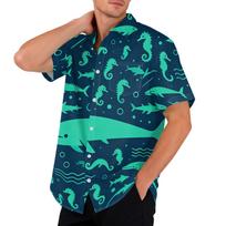 Men's Short Sleeve Button Down Shirt Loose Fit Casual Vacation Shirt Lightweight Breathable Fabric Summer Island Style Hawaiian Print Shirt XXXL juoda