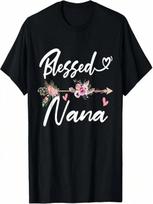 Nana Shirt Funny Greatful Flower Family Grandma T-Shirt S įvairiaspalvis