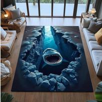 3D Shark Area Rug, for Bedroom, Porch, Living Room, Kitchen, Bathroom, Office, Indoor Decor, Bedroom Decoration, Floor Mat 50x80cm