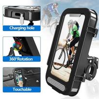 360° besisukantis vandeniui atsparus dviračio telefono laikiklis, skirtas motociklo ir dviračio vairai Phone holder juoda