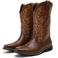Men's Size 48 Leather High-Top Boots - Retro Cowboy Style for Spring, Autumn, and Winter 43 ruda