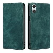 RFID apsaugos nuo vagystės magnetinis odinis telefono dėklas su šepetėliu For Sony Xperia 10 VI žalia