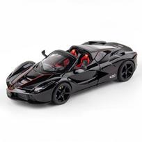 1/24 Laferrari lydinio atviras sportinio automobilio modelis Metaliniai modeliai ir žaislinės transporto priemonės Metalinis automobilio modelis Garso ir šviesos simuliacija Vaikų dovana juoda