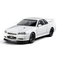 1/24 Nissan Skyline Ares GTR R34 Alloy Sports Car Model Diecasts Metal Racing Car Vehicles Model Sound Light Childrens Toys Gift balta