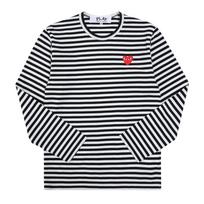 Comme Des Gar Ons 1 Play Red Heart Wappen Stripe Long Sleeve Tee Ax T164 051 AX-T164-051 1 (XS)