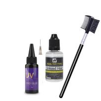 Profesionalus itin greitas UV plaukų priauginimo įrankių rinkinys, nematomas plaukų priauginimo rinkinys su 30g UV plaukų klijais, 30ml klijų šalinimo priemone ir šukomis A set black