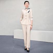 Women's Long-Sleeve Business Suit Set 2XL abrikoso spalvos kostiumo komplektas