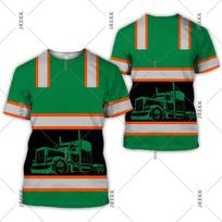 3D Print Funny Truck Driver Uniform T-shirt for Men O Neck Short Sleeve T Shirts Workwear Casual Personality Fake Stripe Tee Top XXS