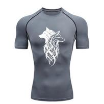 Two - Headed Wolf Pattern Men's Sports T - Shirt Training Fitness Compression Workout T - Shirt  Tees Gym T - Shirts S