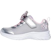 Skechers Kids Dream Dancer - Extra Bow Synthetic Leather Mesh Comfortable Non-Slip Durable Low-Top Walking Shoes Baby sneaker Silver Pink 303199N-SLLP 23