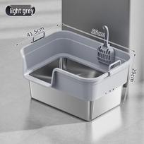 Spacious Stainless Steel Cat Litter Box with High Walls - Splash & Sand Resistant, Easy-to-Clean, Semi-Enclosed Design Stainless Steel Cat Litter Box