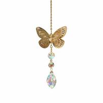 Crystal Butterfly Wind Chimes Rotating Colorful Sun Catcher Hanging Hollow Out Reflective Light Collection Pendant Outdoor