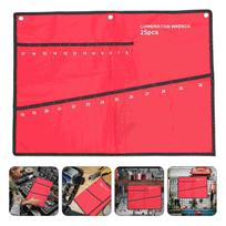 Multi-functional Tool Pouch Roll Up Design Comfortable to Carry 25 Pieces Tool Kit Bag with Tie Straps and Flap (Red,68.00X49.00X0.20CM) raudona