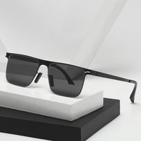 Men's Trendy Steel-Frame Polarized Sunglasses with Peel-Off Lenses - Anti-UV Driving Glasses Black Gray (Polarized)