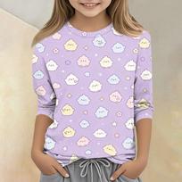 Kids Animal Print Crew Neck Three Quarter Sleeve Casual T Shirt Soft Lightweight Fabric Comfortable Fit Suitable for Daily Wear 120 smėlis