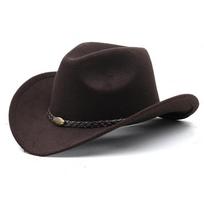 Western cowboy hat men's riding hat curved brim woolen top hat