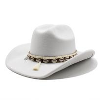 Retro Top Cowboy Hat with Curled Edge, Ethnic Style Tibetan Felt Hat M（56-58cm） balta