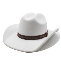 Vintage Wool Western Cowboy Hat for Men and Women, Versatile Big Eaves Black Top Hat M（56-58cm） balta