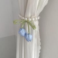 Fashion Magnetic Curtain Tiebacks Pearl Chain Tulip-Shaped Tulip Curtain Straps 3D Flowers Bowknot Curtain Buckle Home Decor