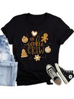 Christmas Crew Shirts For Women The Cookie Crew Printed T Shirts Cute Xmas Holiday Tee Tops S įvairiaspalvis
