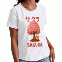 Sakura Cherry Blossom unisex's Cotton T Shirt, Premium Cotton Graphic Print, Durable And LongLasting, Fashionable For Daily Wear, Soft And Comfortable S įvairiaspalvis