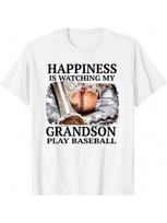 Happiness Is Watching My Grandson Play Baseball T-Shirt S įvairiaspalvis